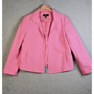 Talbots Womens Blazer 10 Pink Linen Open Classic Work Career Lined Pockets